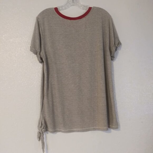 Democracy women's size L white, black and red striped cherry top - Picture 4 of 13